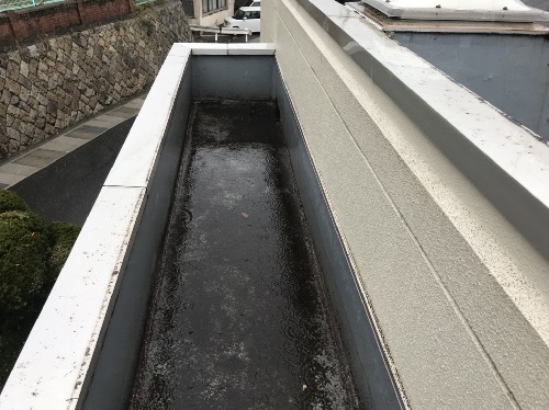屋上屋根排水溝のよごれ写真
