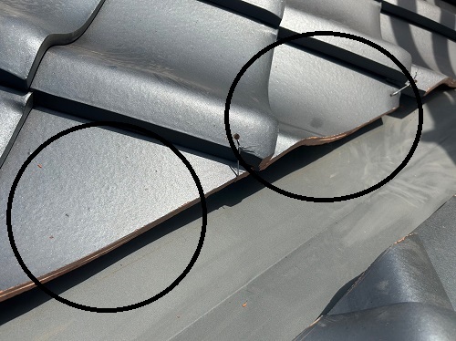 福山市の屋根リフォーム工事に鶴弥の防災瓦で耐風・耐震性UP！加工した瓦設置