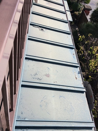 福山市住宅ベランダ板金屋根塗装工事ビフォー