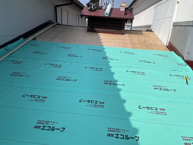 通気ルーフィング施工