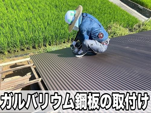 福山市にて倉庫内で雨漏りの為、板金取替や波板葺き替え工事