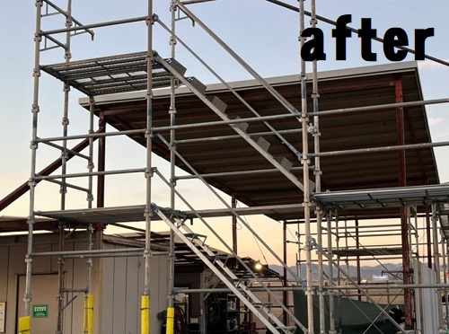 福山市にてガレージ屋根工事でポリカーボネート製波板から鉄板波板へ屋根修理後アフター