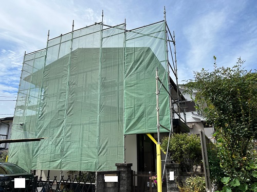 尾道市のカバー工法でIG工業スーパーガルテクトを採用した屋根工事足場架設