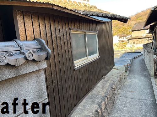 福山市でヨドコウの『ヨドプリント』を使用した外壁張り替え工事外壁材ヨドコウヨドプリントアフター