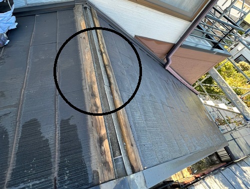 福山市台風被害に遭った棟板金補修工事下屋根工事