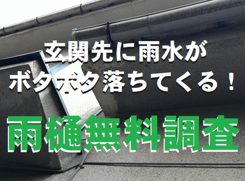 広島県府中市にて雨水がボタボタ玄関先に落ちてくる雨樋修理で無料調査