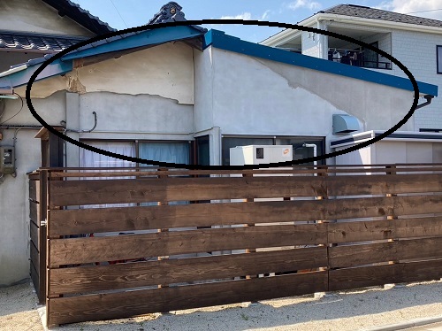 福山市にてモルタルを使用した刷毛引き仕上げの住宅外壁補修工事