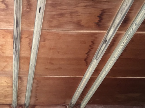 福山市雨漏り修理後の天井板雨シミ跡
