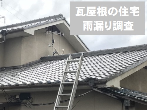 広島県府中市にてクロスが剥がれるほどの雨漏りで瓦屋根を調査