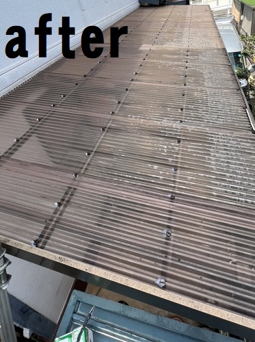 福山市で強風時にバタバタするテラス屋根の留め具交換工事after