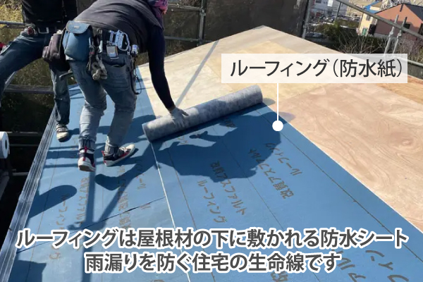 ルーフィングは屋根材の下に敷かれる防水シートは雨漏りを防ぐ住宅の生命線です